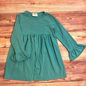 Ruffle Girl Size 10 Blue Turquoise Long Shirt with Bell Sleeves